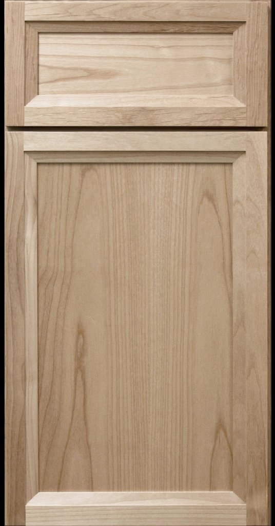 Littleton Blondie Cabinet with a light Semi-Gloss Stain on Natural Wood with narrow Stiles tapered inside molding.