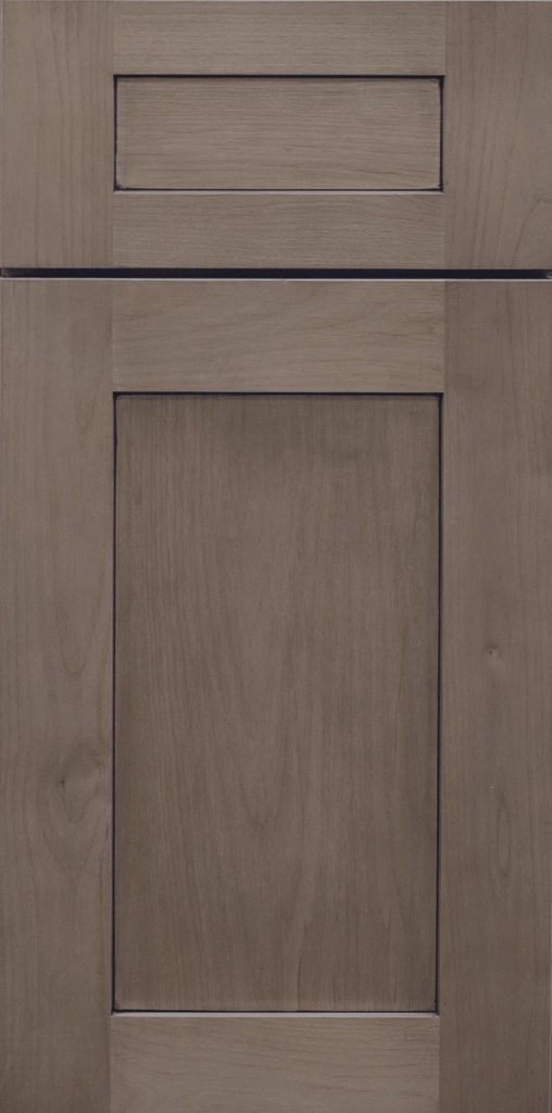Medium brown Brighton Ash stained Shaker cabinet door from the Three Series.